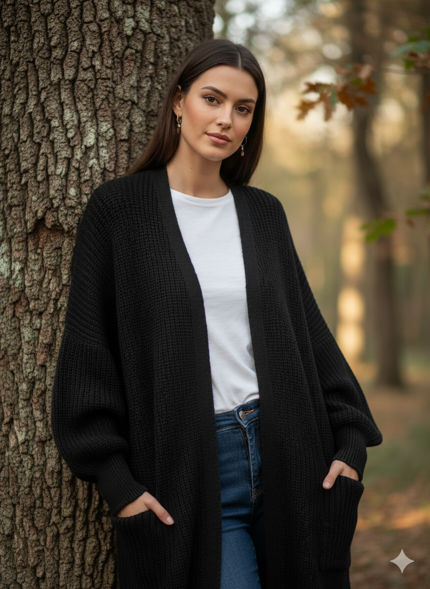 Yün Karışımı Dökümlü Hırka