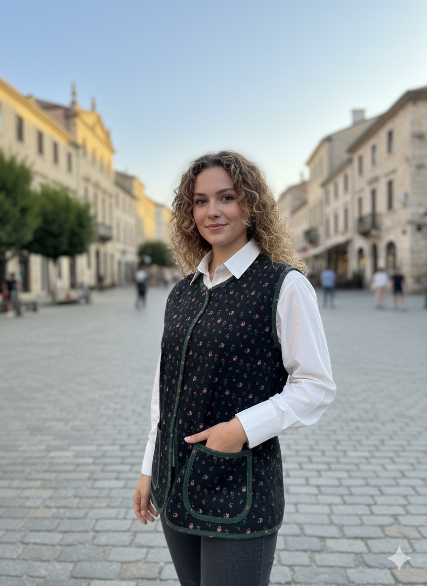 Çift Taraflı %100 Pamuk Pazen Yelek