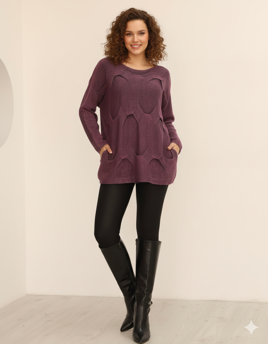 %100 Pamuk Rahat Kalıp Tasarım Kazak