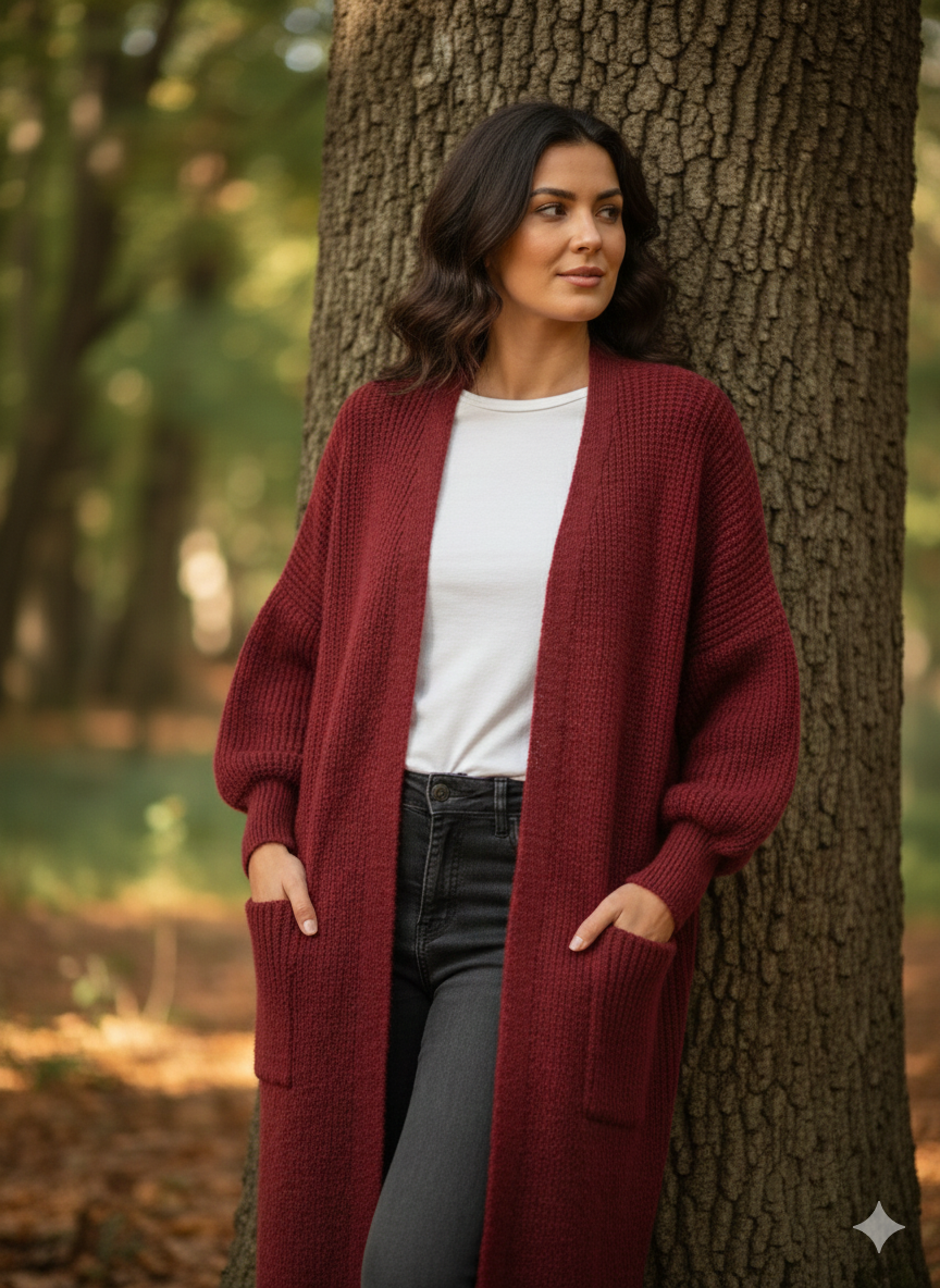 Yün Karışımı Dökümlü Hırka