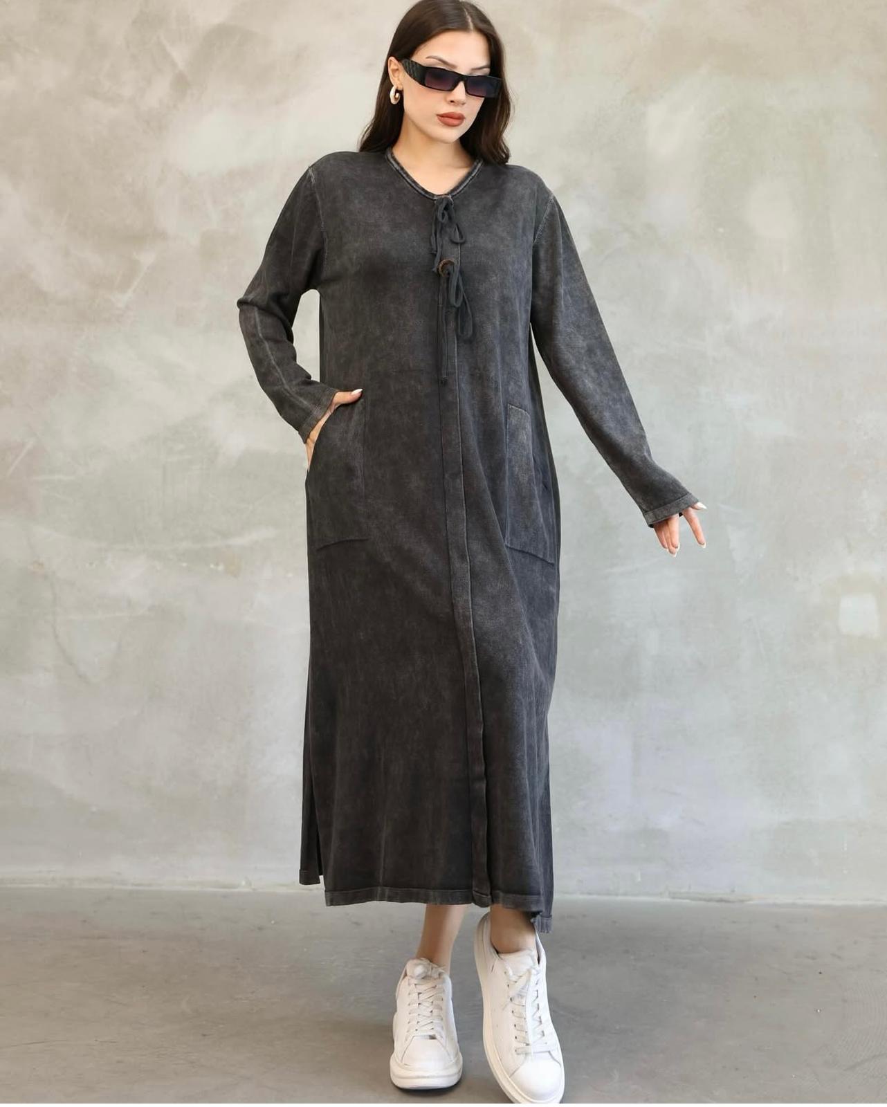100% Cotton Dress-Tunic with Pocket Detail and Drawstring