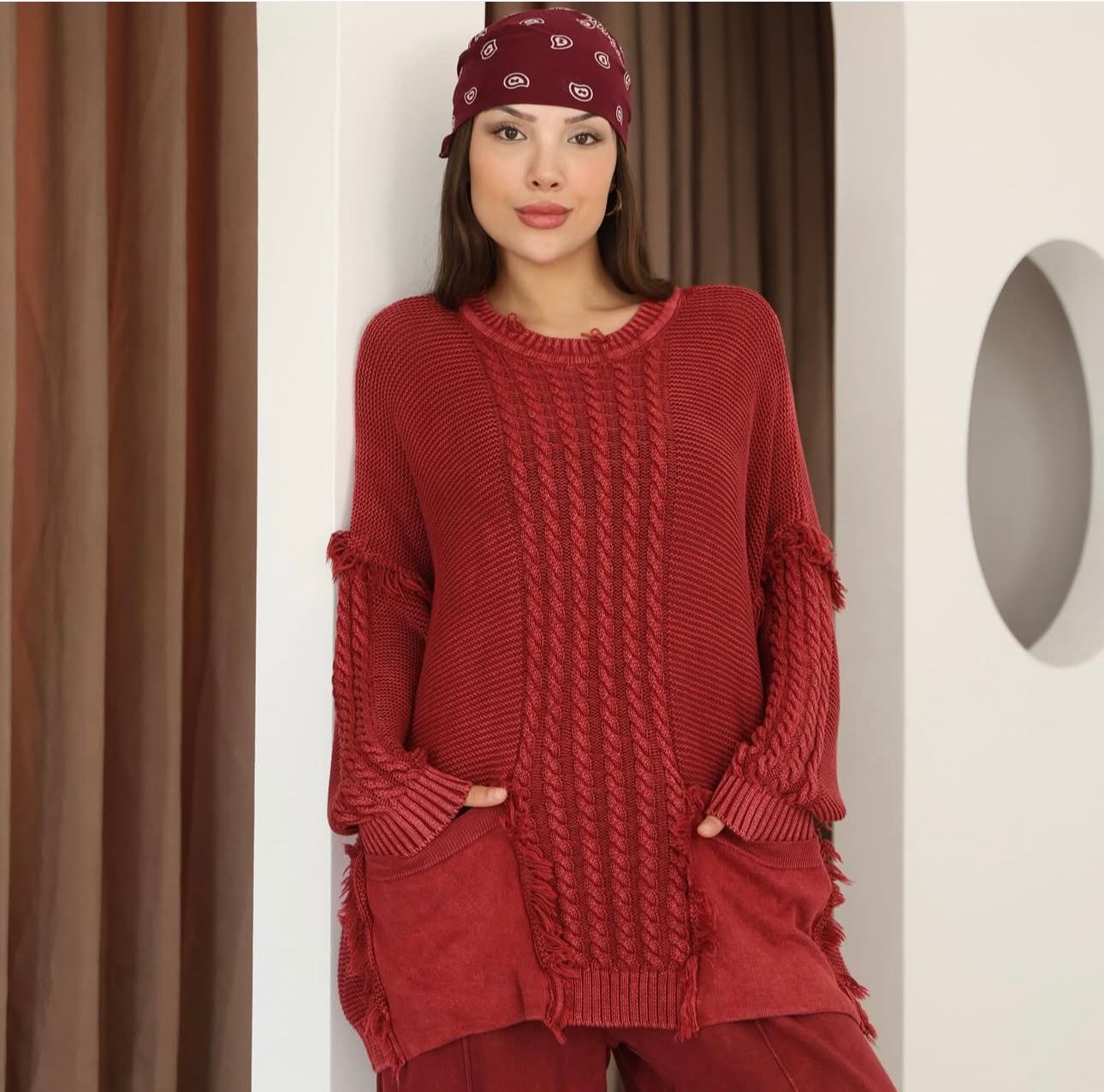 Flowy 100% Cotton Sweater with Top Pocket