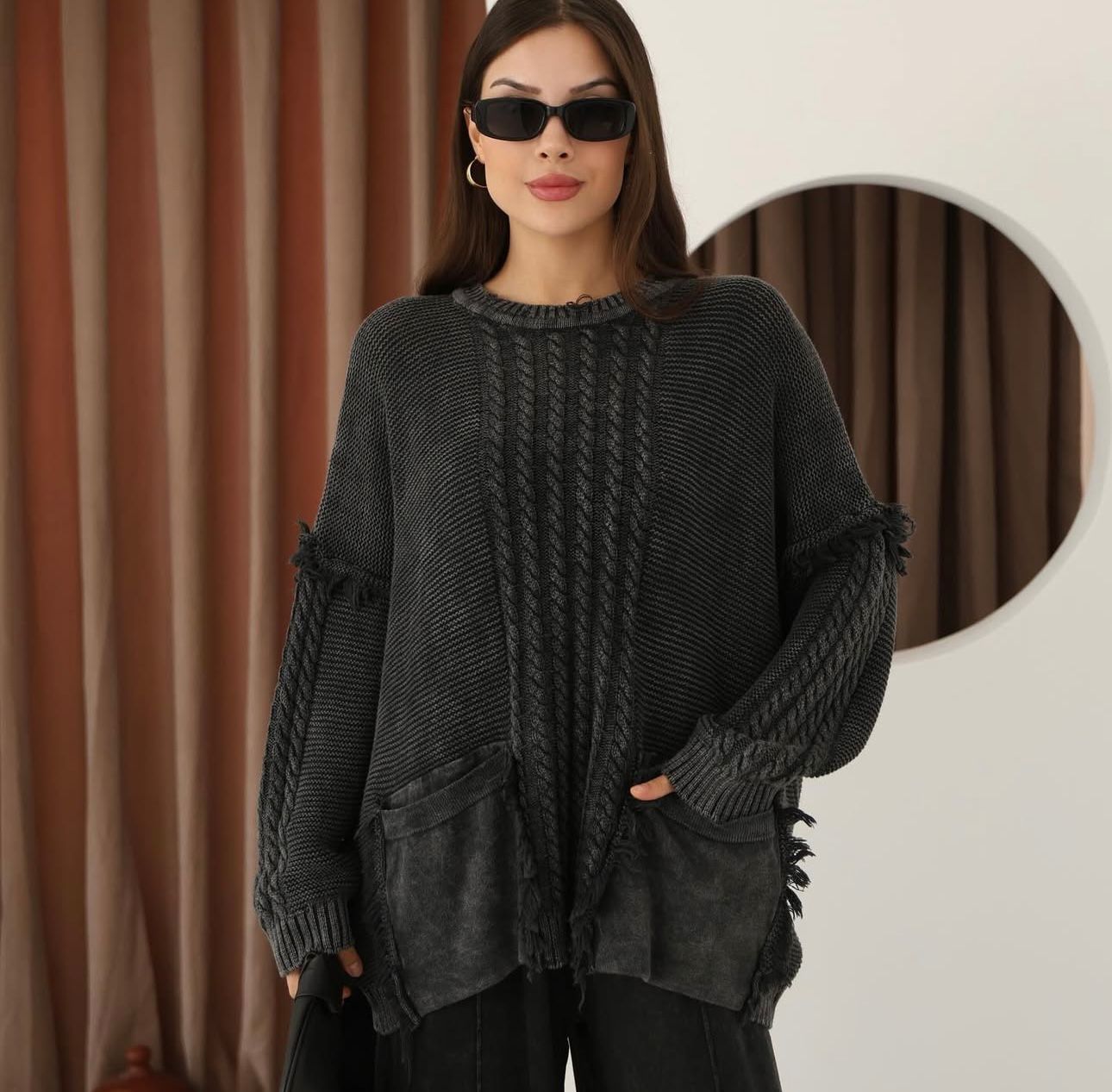 Flowy 100% Cotton Sweater with Top Pocket