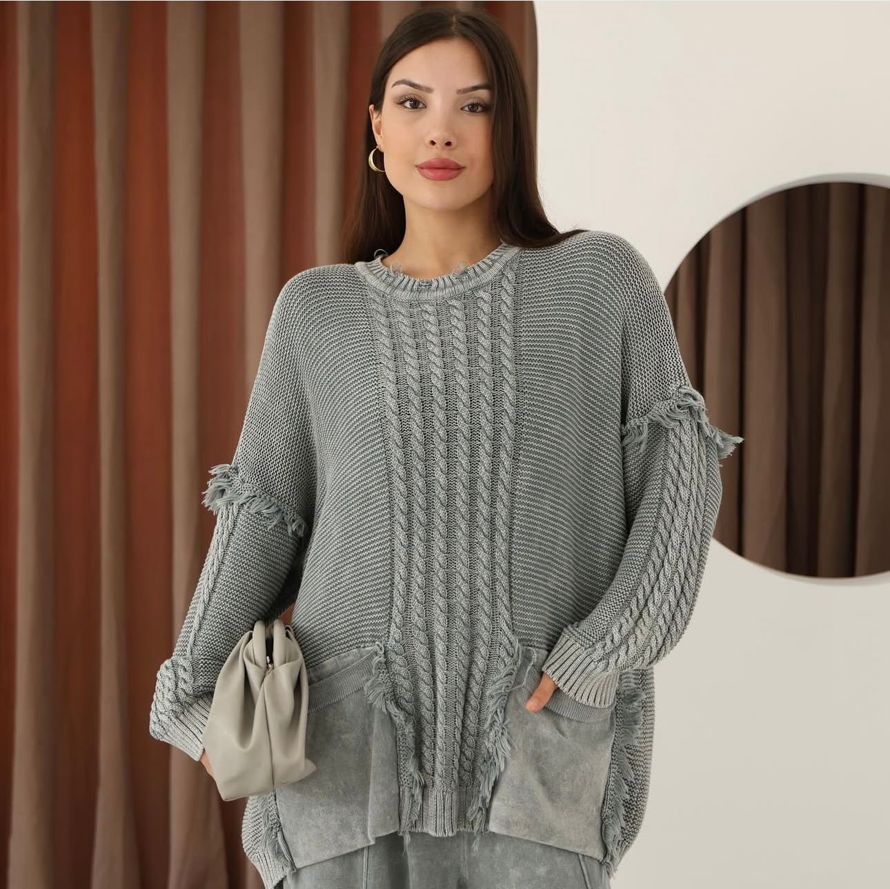 Flowy 100% Cotton Sweater with Top Pocket