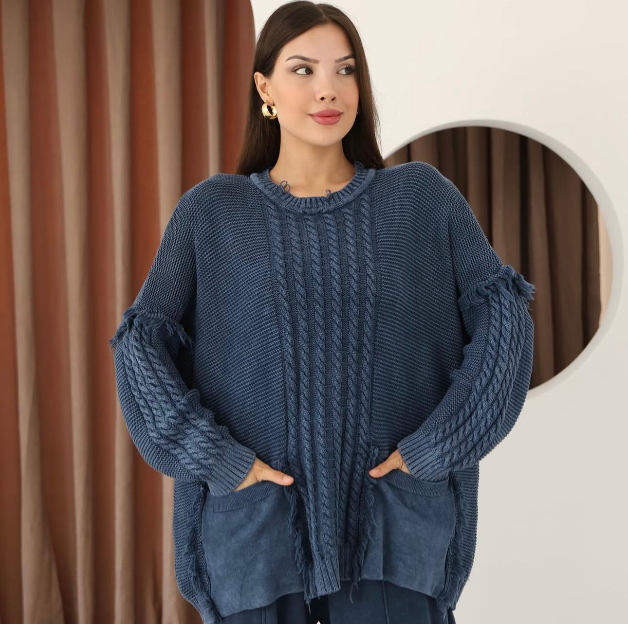 Flowy 100% Cotton Sweater with Top Pocket