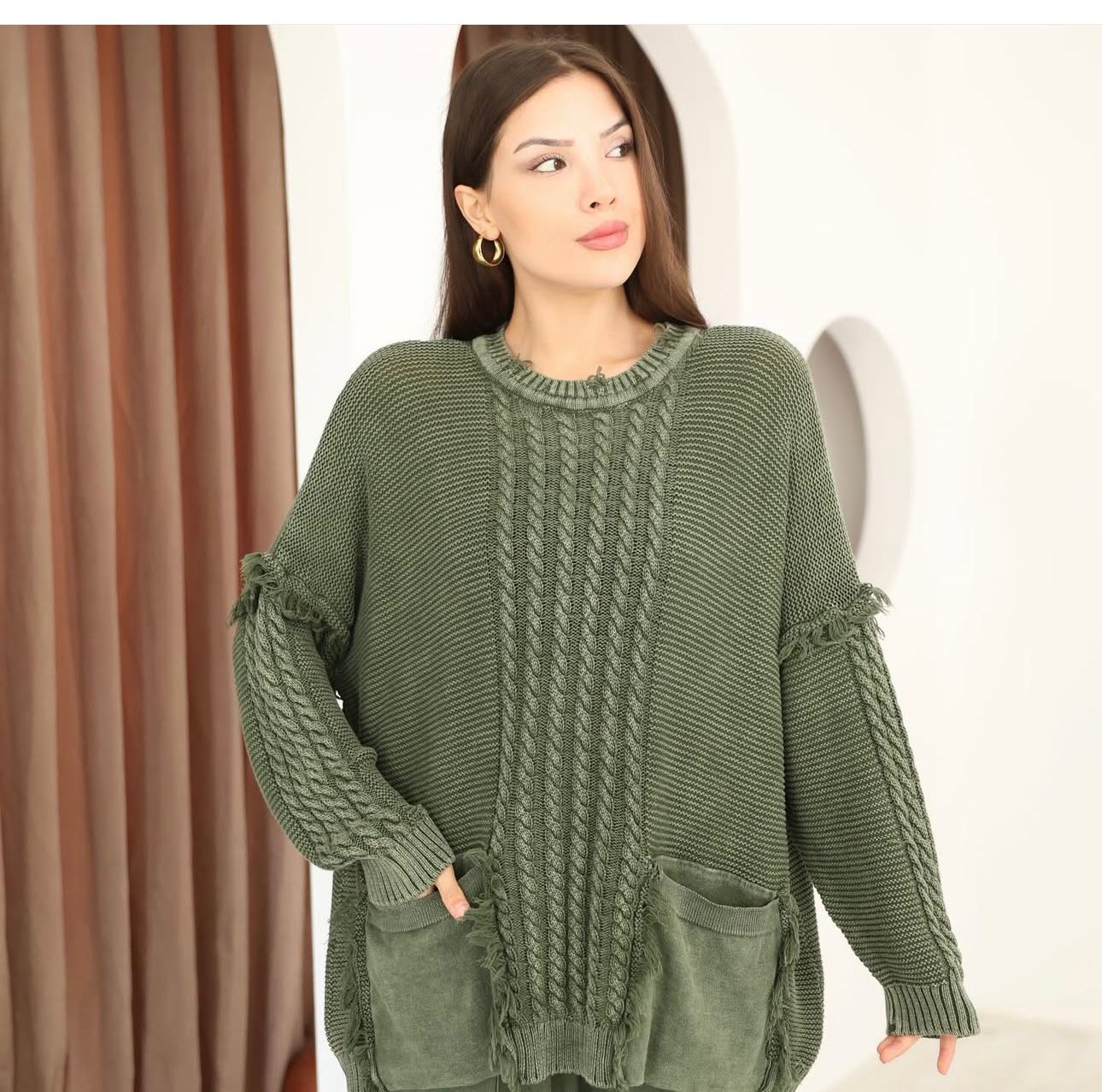 Flowy 100% Cotton Sweater with Top Pocket