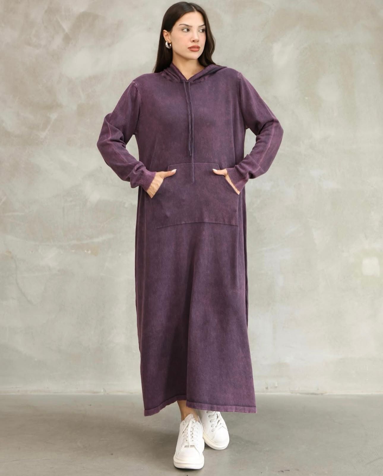 100% Cotton Dress with Hooded Pocket Detail