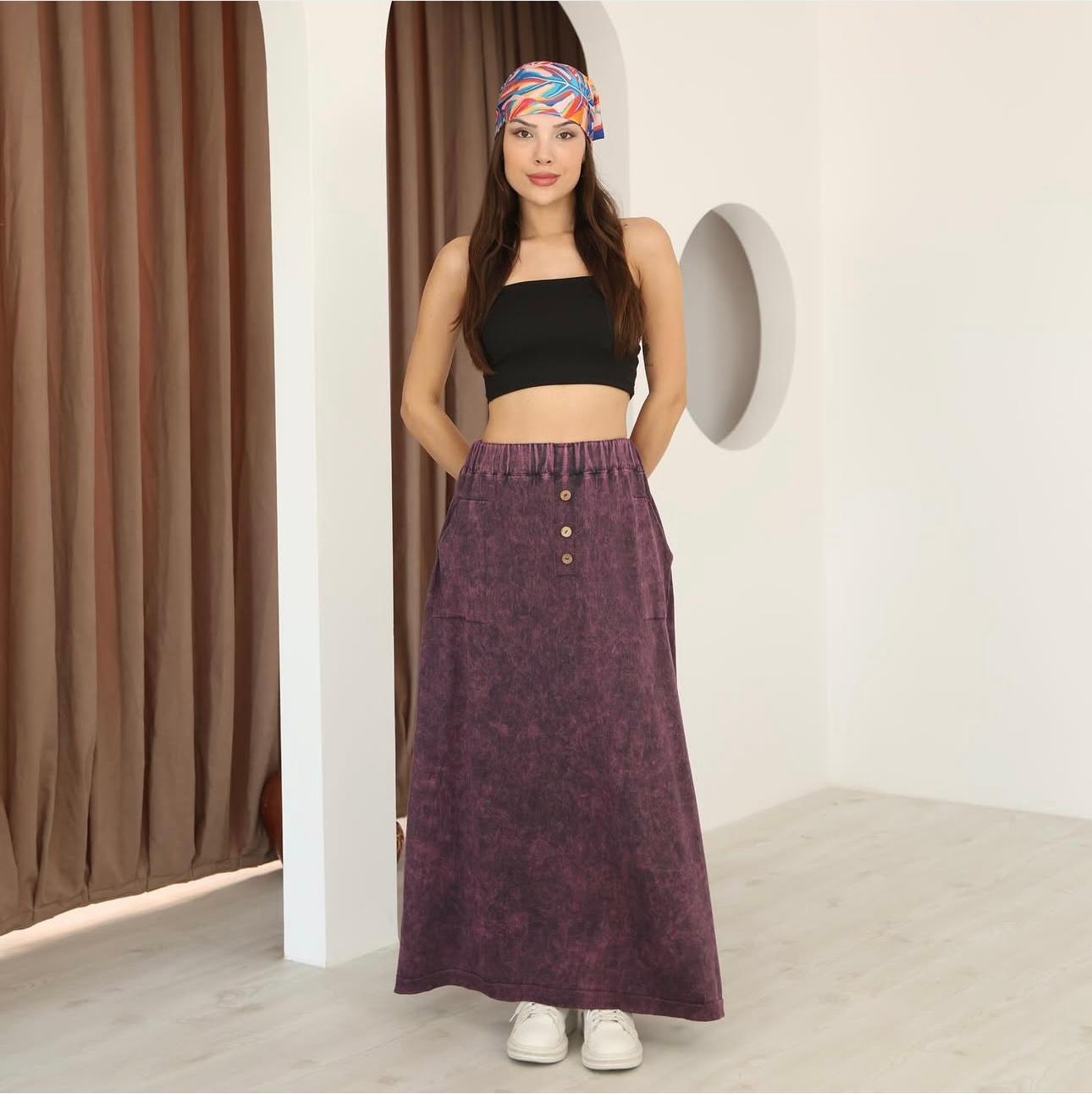 Three-Button 100% Cotton Skirt