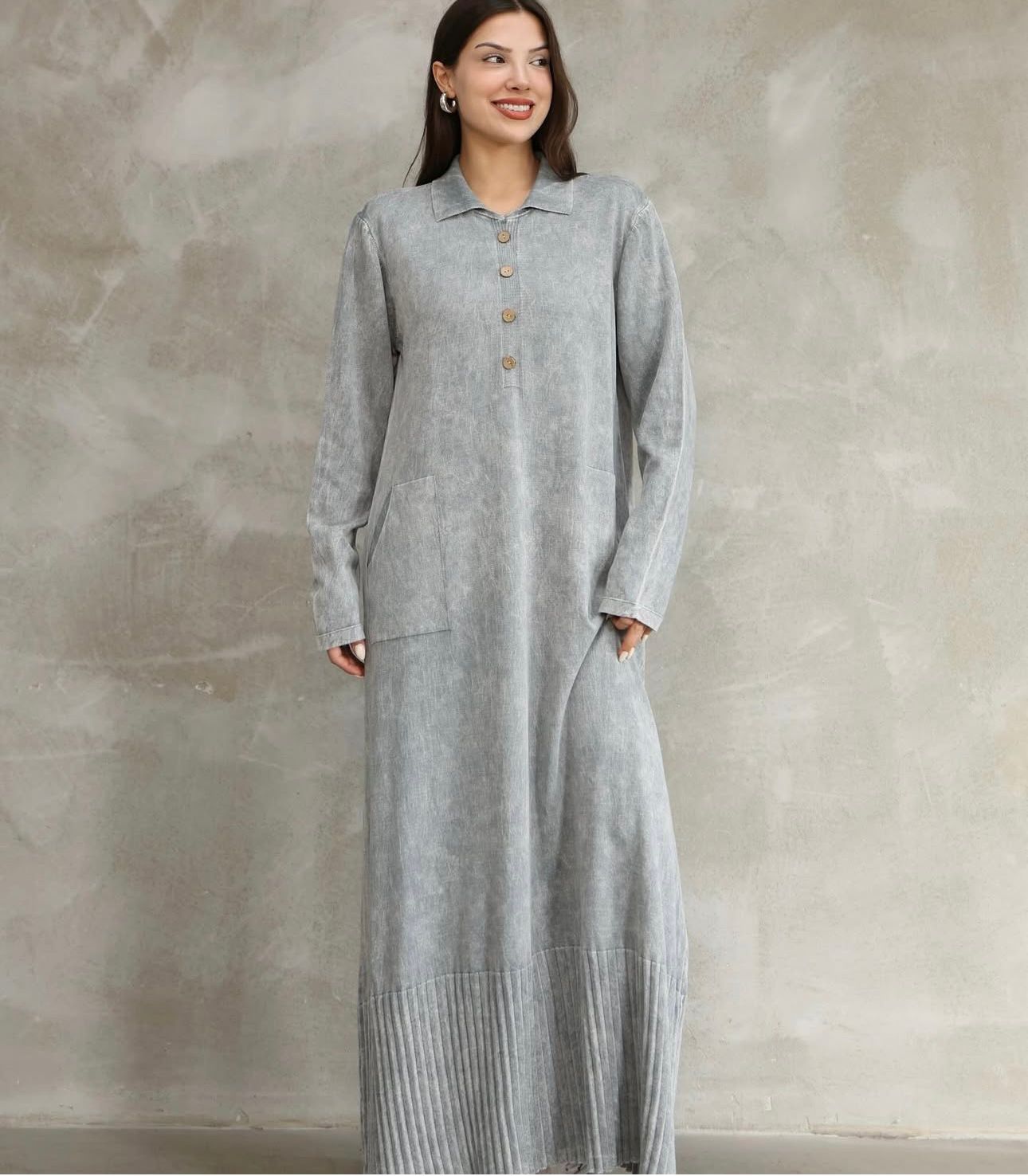 Polo Collar 100% Cotton Dress