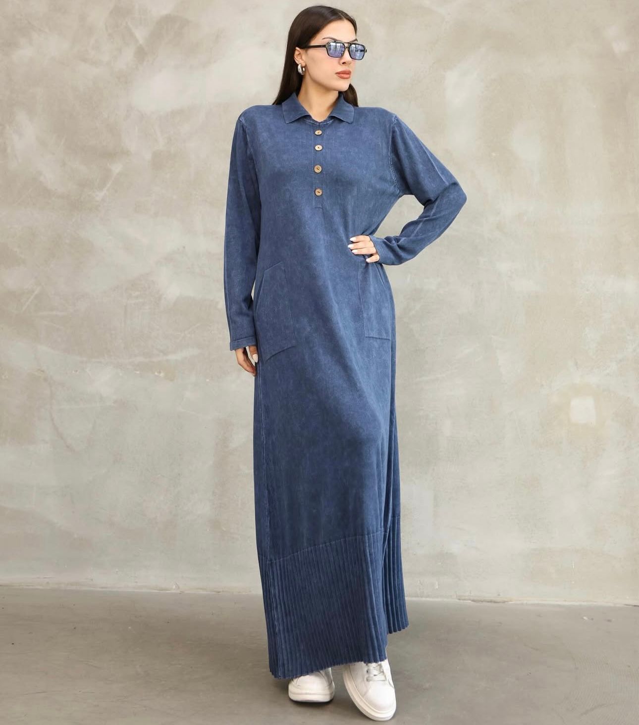 Polo Collar 100% Cotton Dress