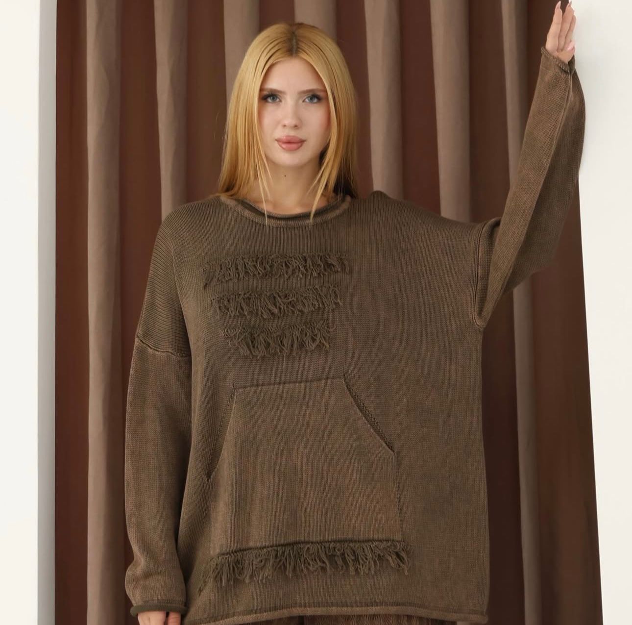 Design 100% Cotton Woven Top Sweater