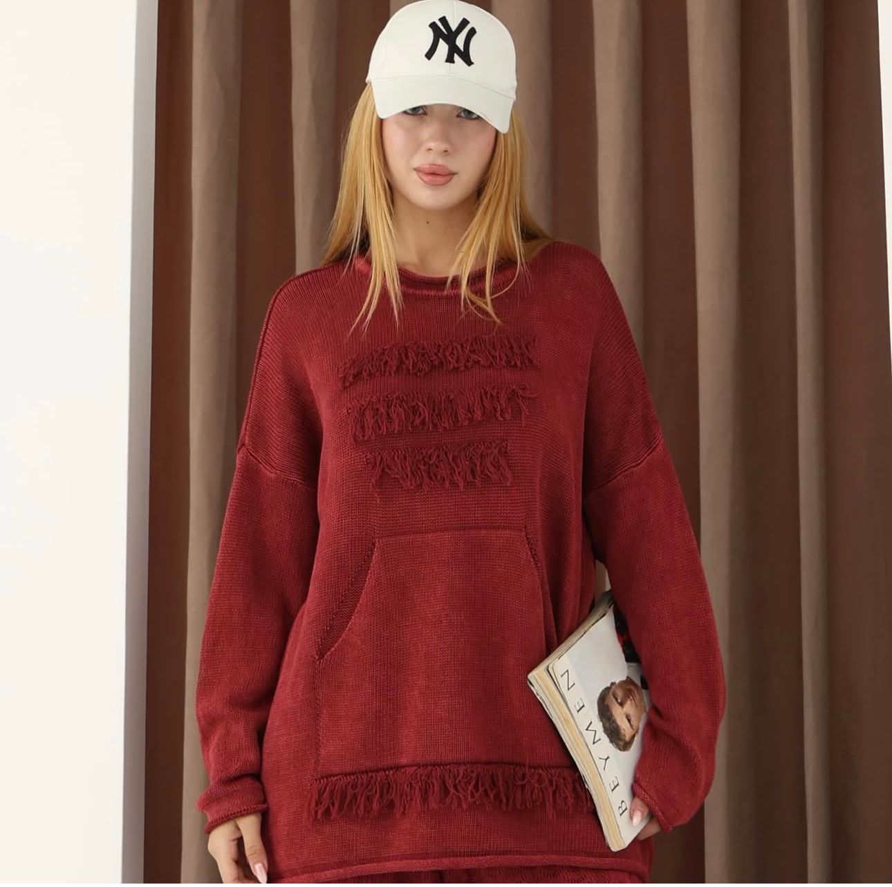 Design 100% Cotton Woven Top Sweater