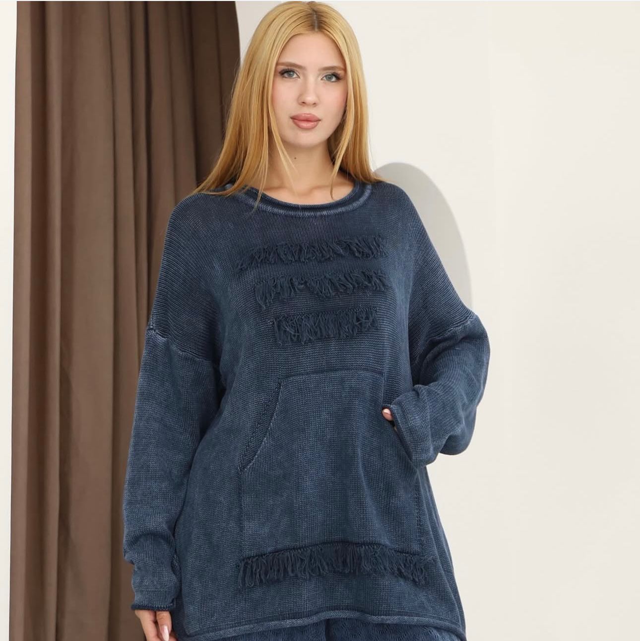 Design 100% Cotton Woven Top Sweater