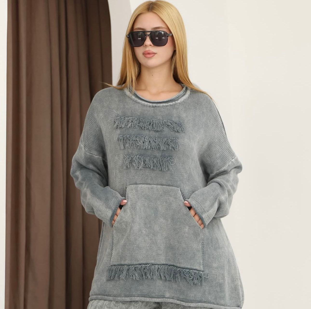 Design 100% Cotton Woven Top Sweater