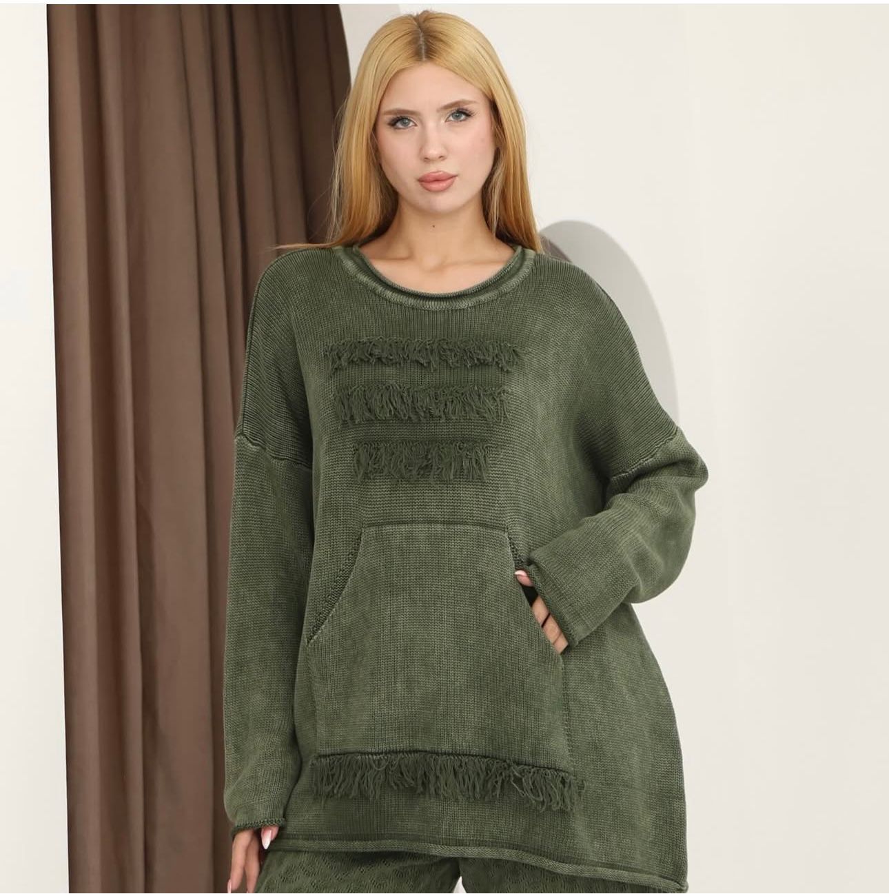 Design 100% Cotton Woven Top Sweater