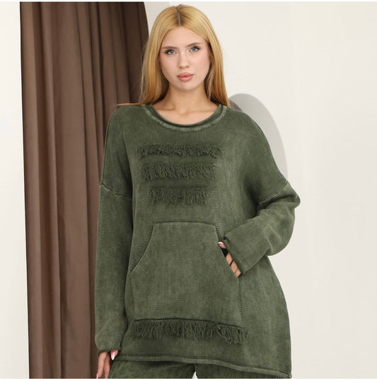 Tasarım %100 Pamuk Dokuma Üst Kazak