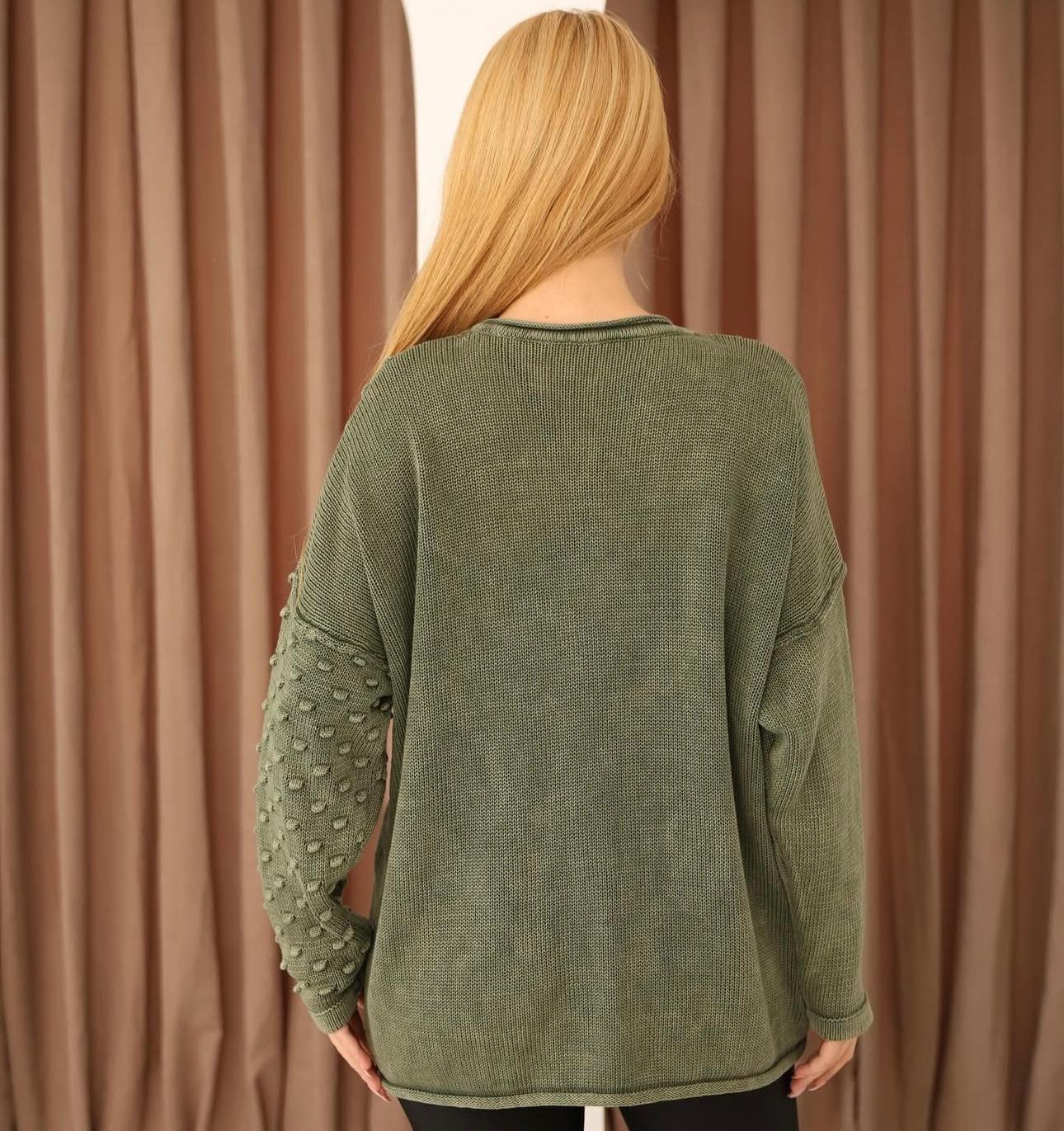 Cep Detaylı %100 Pamuk Kazak