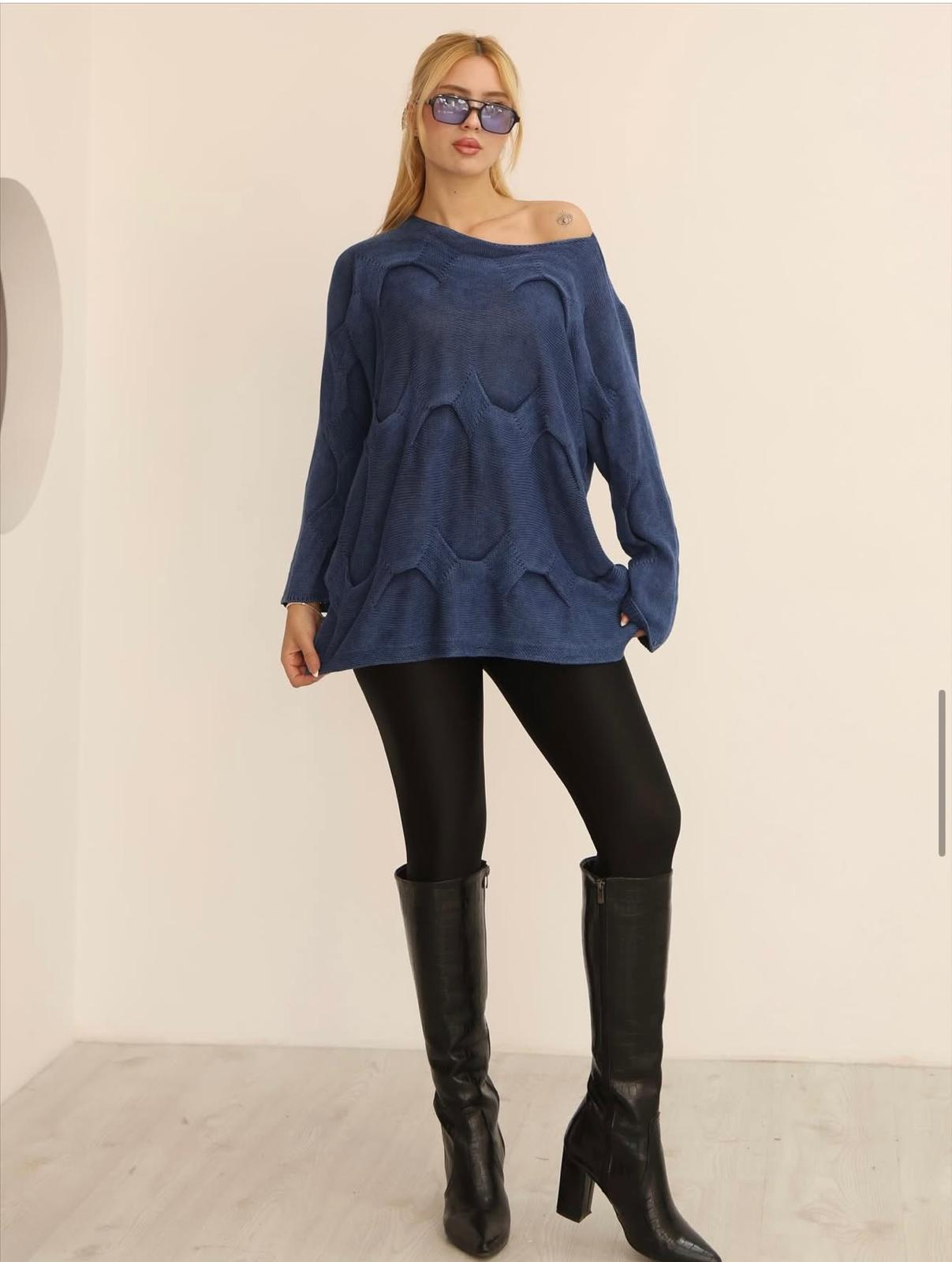 %100 Pamuk Rahat Kalıp Tasarım Kazak