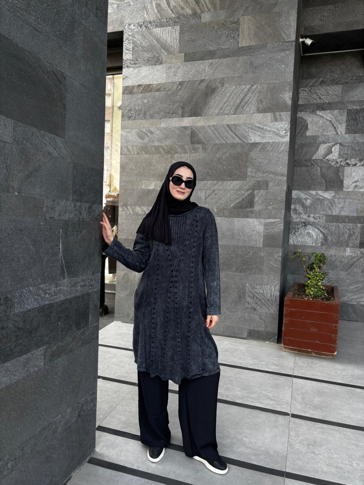 Güpür Detaylı %100 Pamuk Ara Boy Tunik