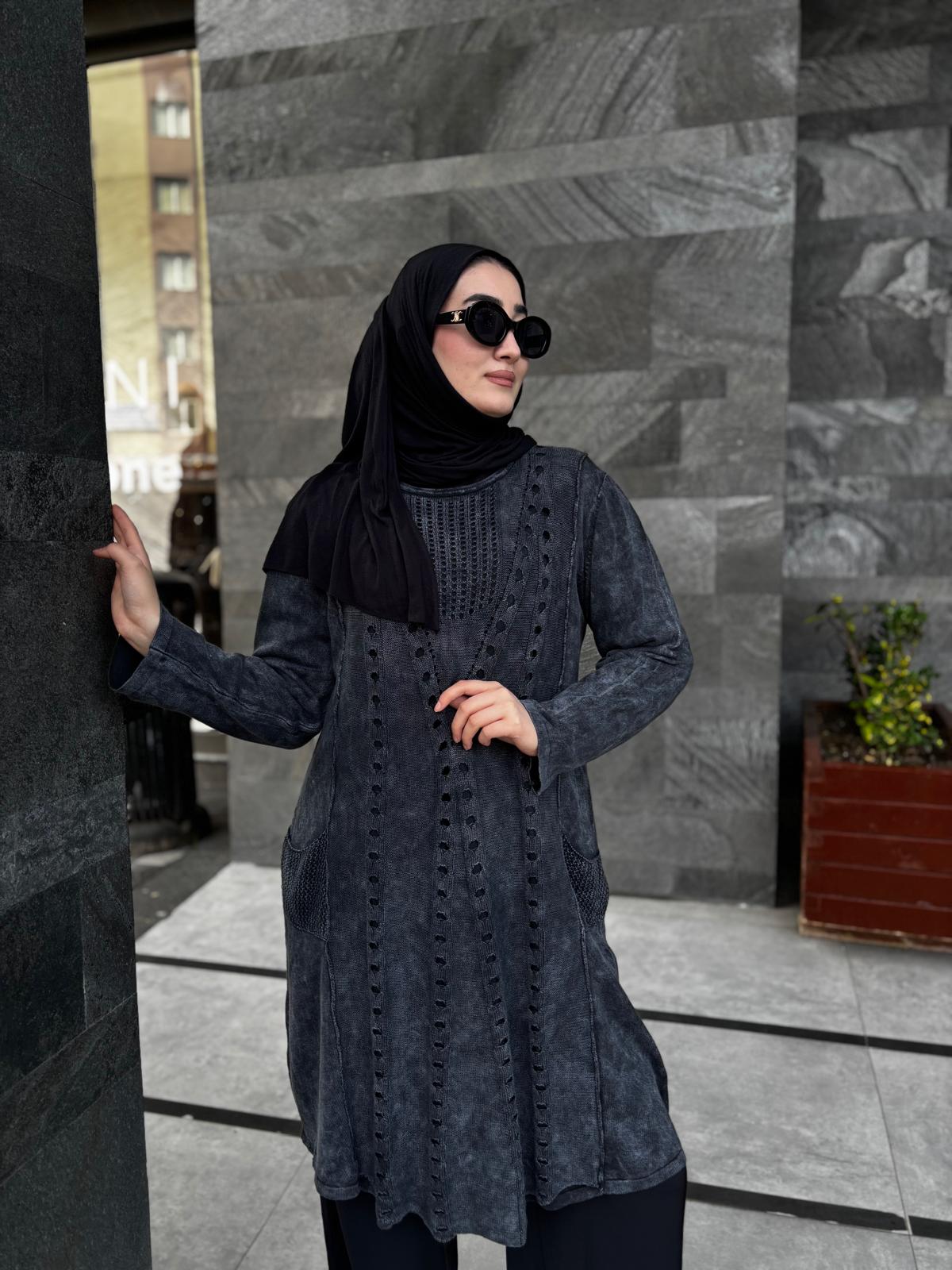 Güpür Detaylı %100 Pamuk Ara Boy Tunik