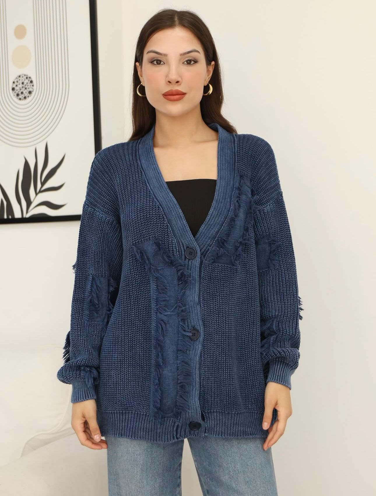 100% Cotton Cardigan with Patch Detail and Buttons