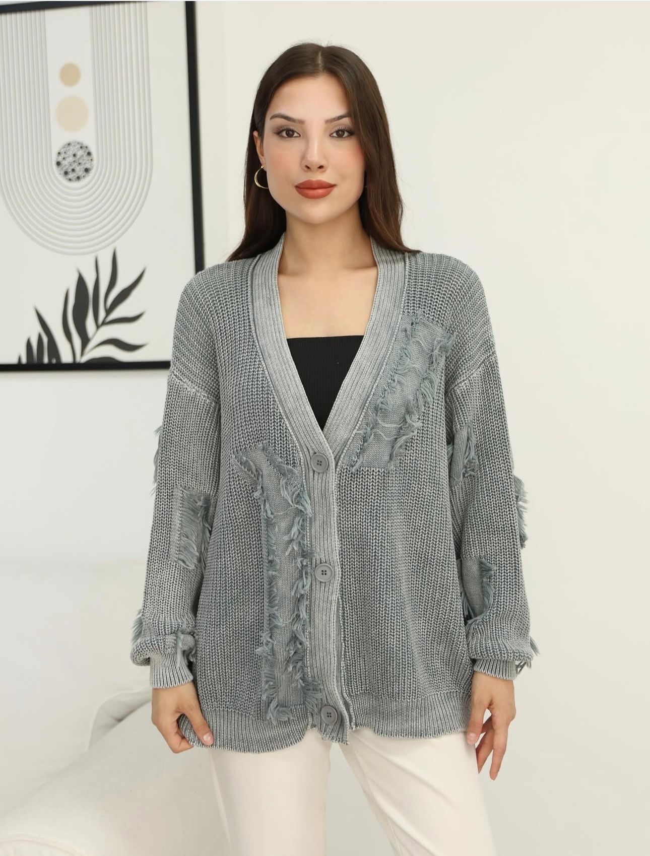 100% Cotton Cardigan with Patch Detail and Buttons