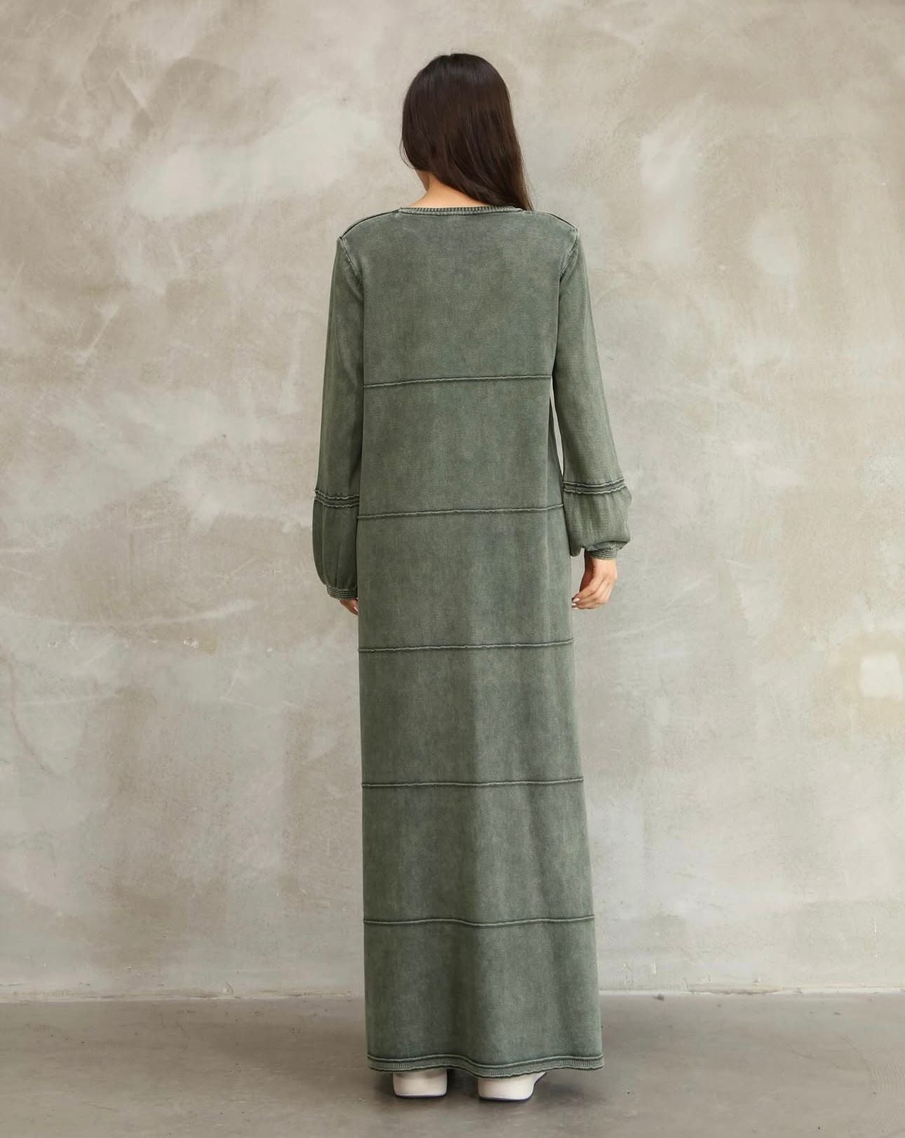 Sade %100 Pamuk Uzun Elbise