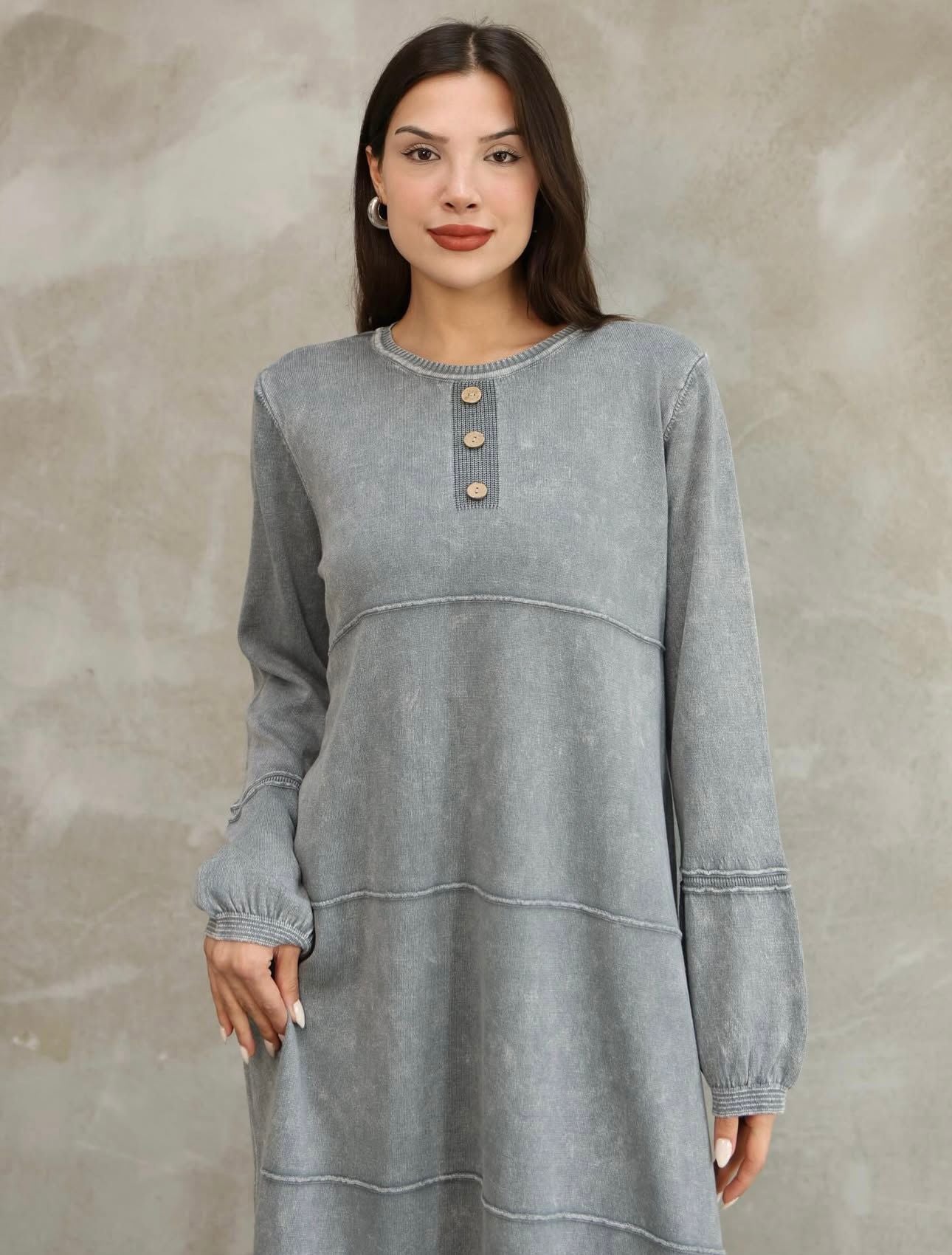 Sade %100 Pamuk Uzun Elbise