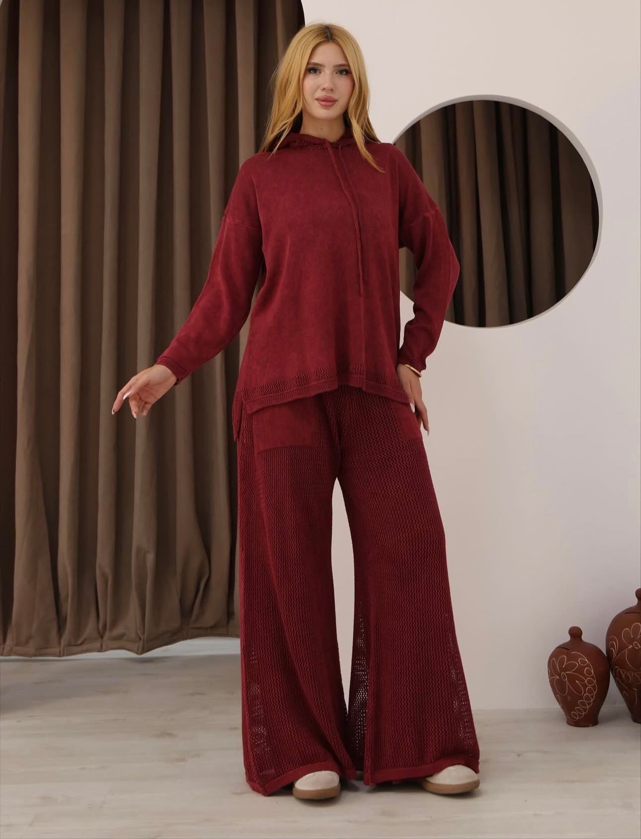 File detaylı pamuk alt üst takım ön görünüm
