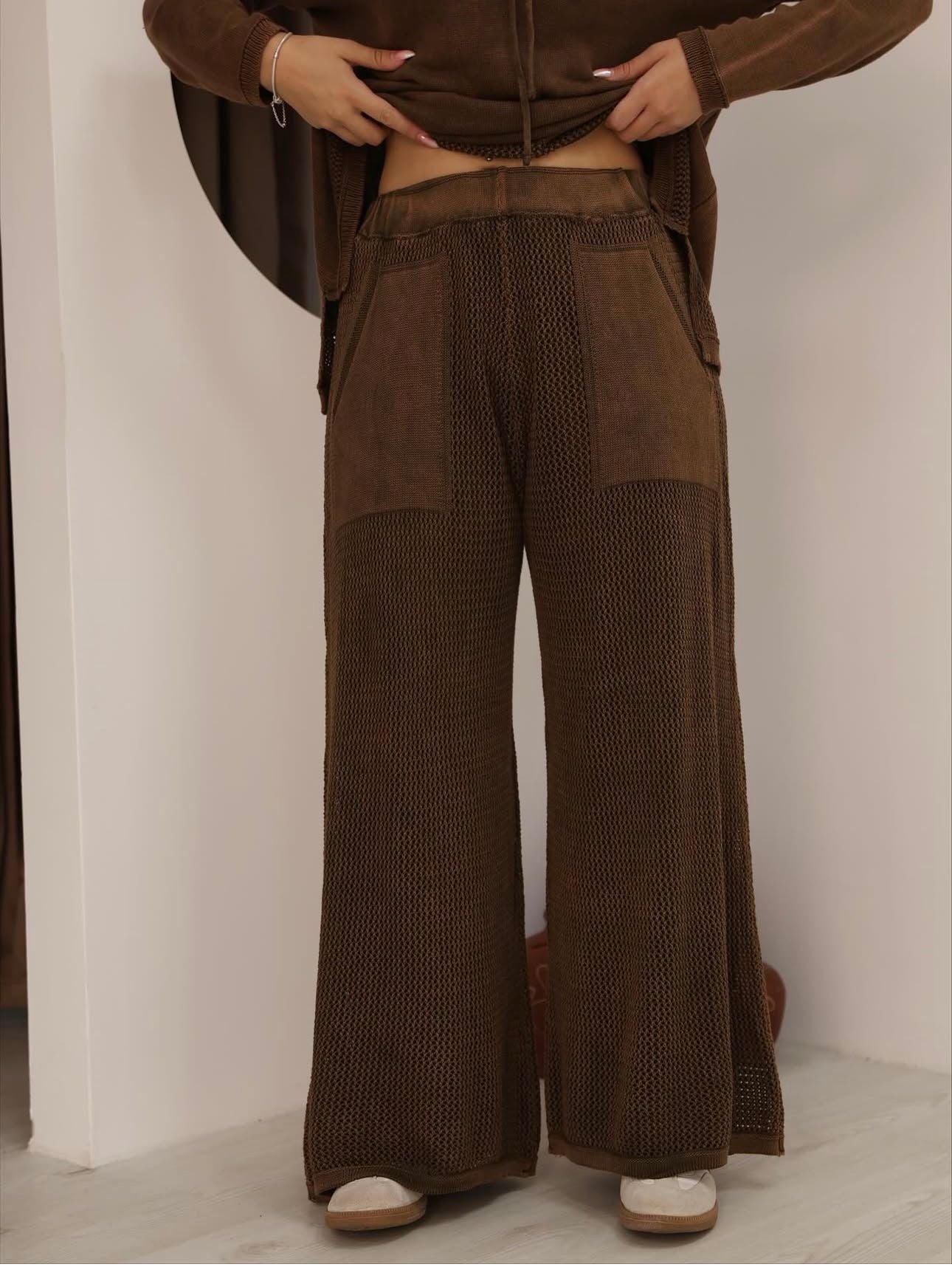 File detaylı pamuk alt üst takım ön görünüm