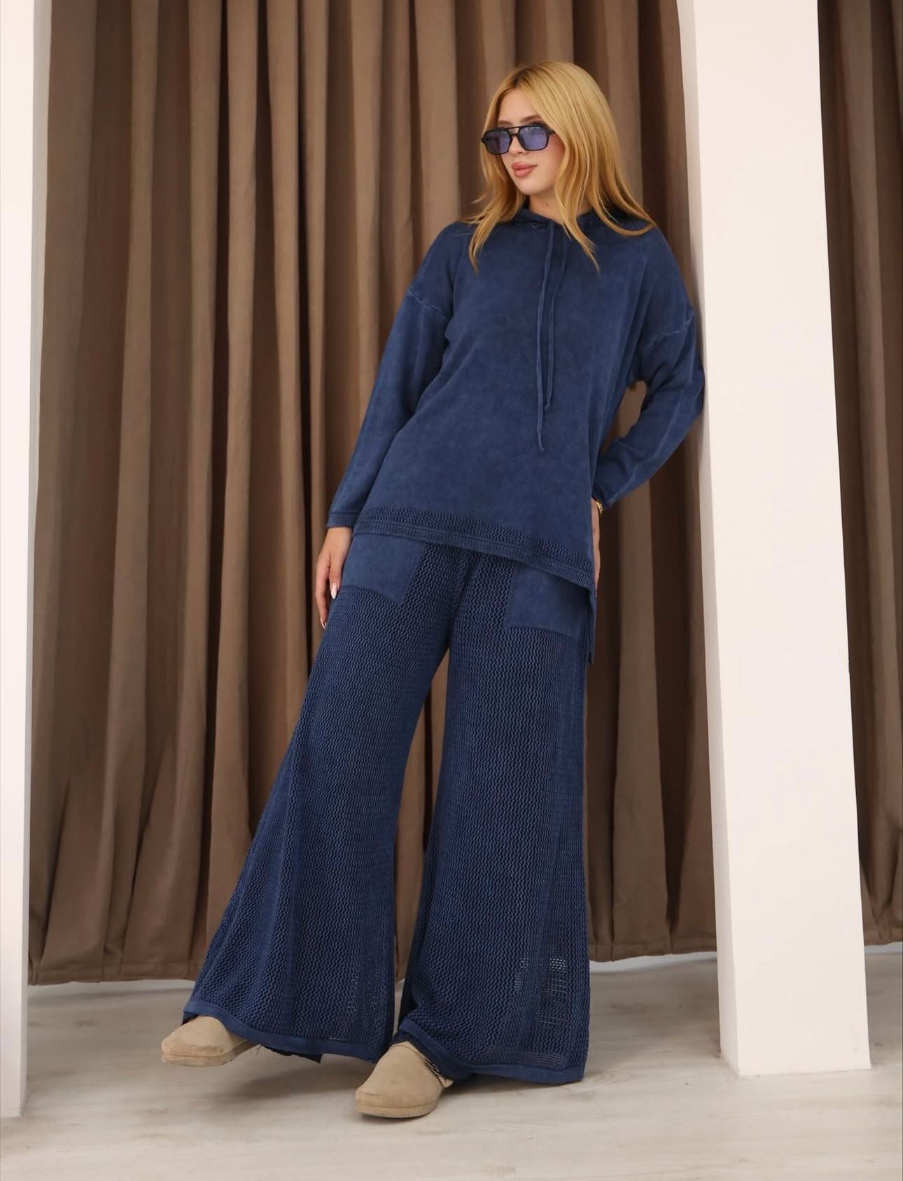 File detaylı pamuk alt üst takım ön görünüm