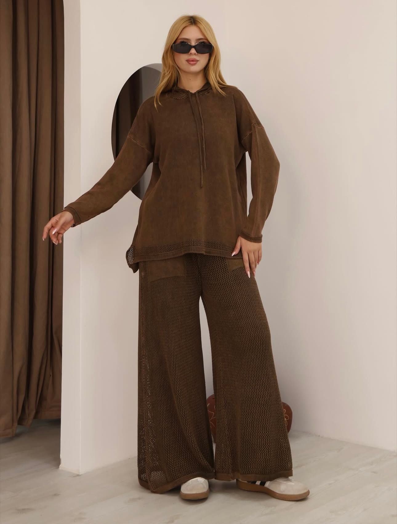 File detaylı pamuk alt üst takım ön görünüm