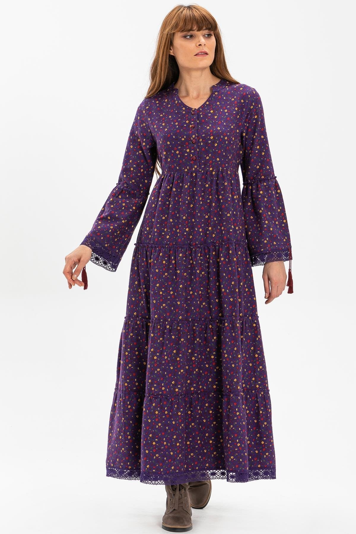 Floral Flannel 100% Cotton Long Dress