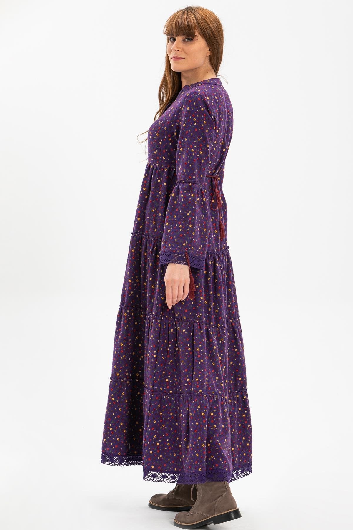 Floral Flannel 100% Cotton Long Dress