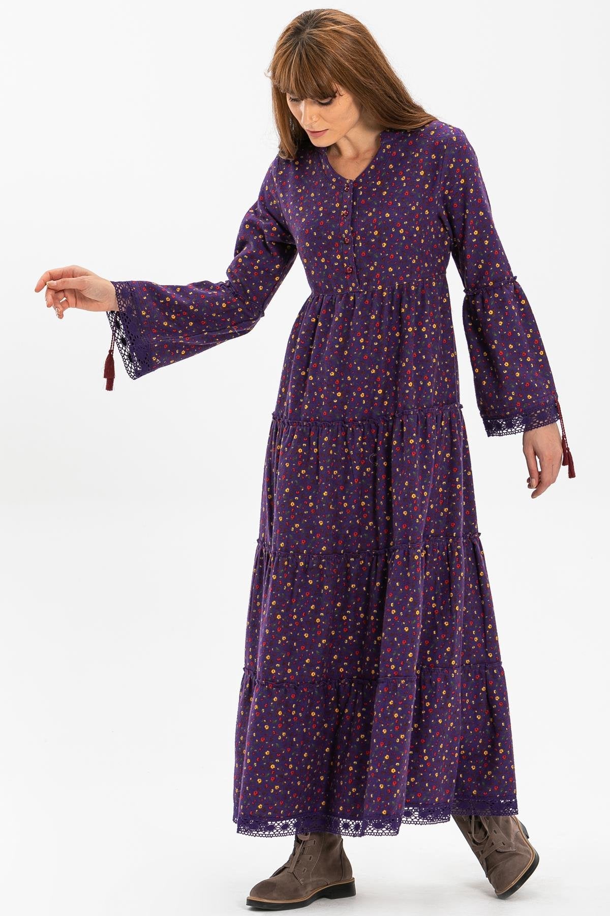 Floral Flannel 100% Cotton Long Dress