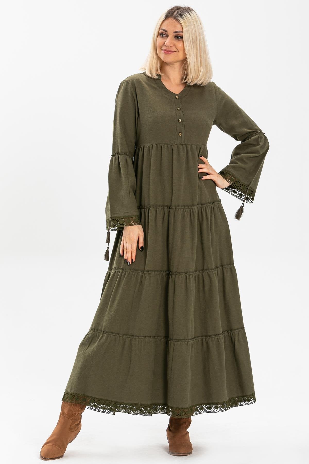 Plain 100% Cotton Flannel Dress