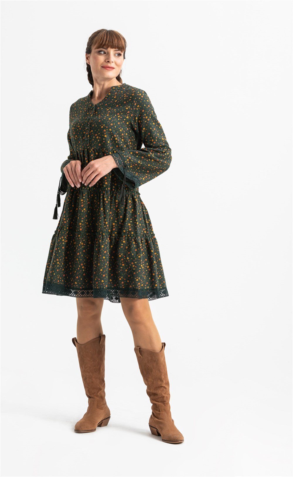 Ara Boy %100 Pamuk Pazen Elbise