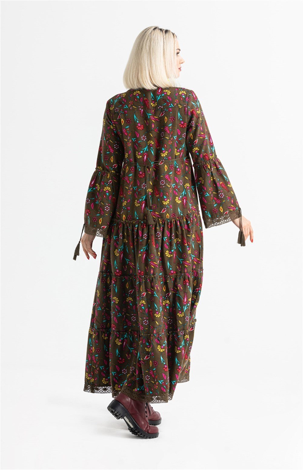 100% Cotton Flannel Dress with Tulip Motif