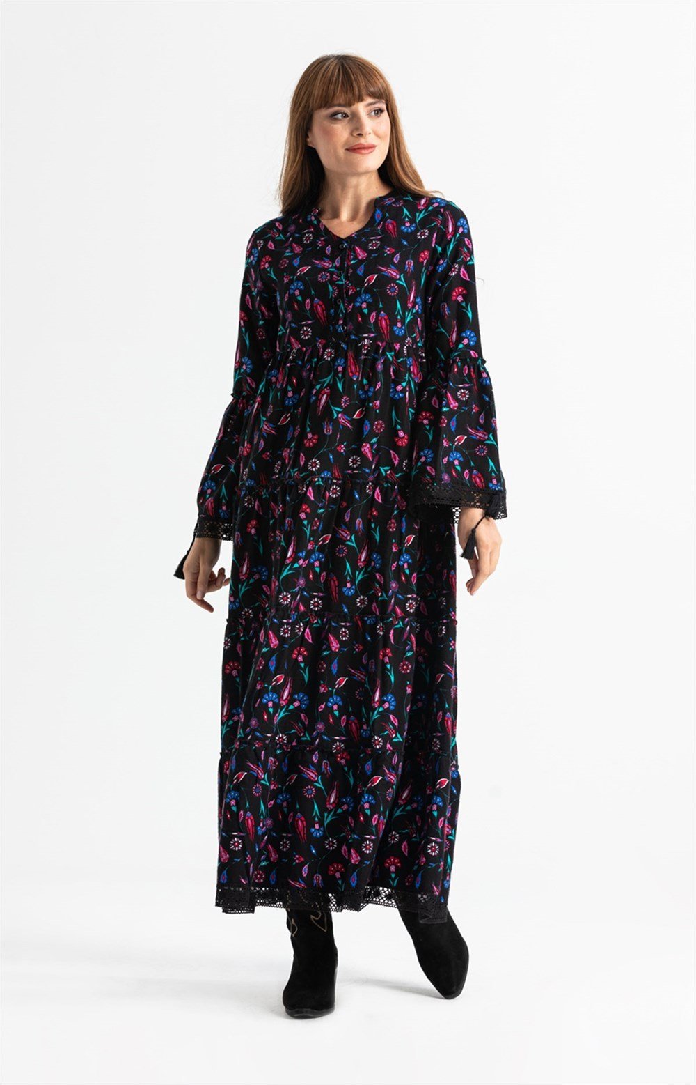 100% Cotton Flannel Dress with Tulip Motif