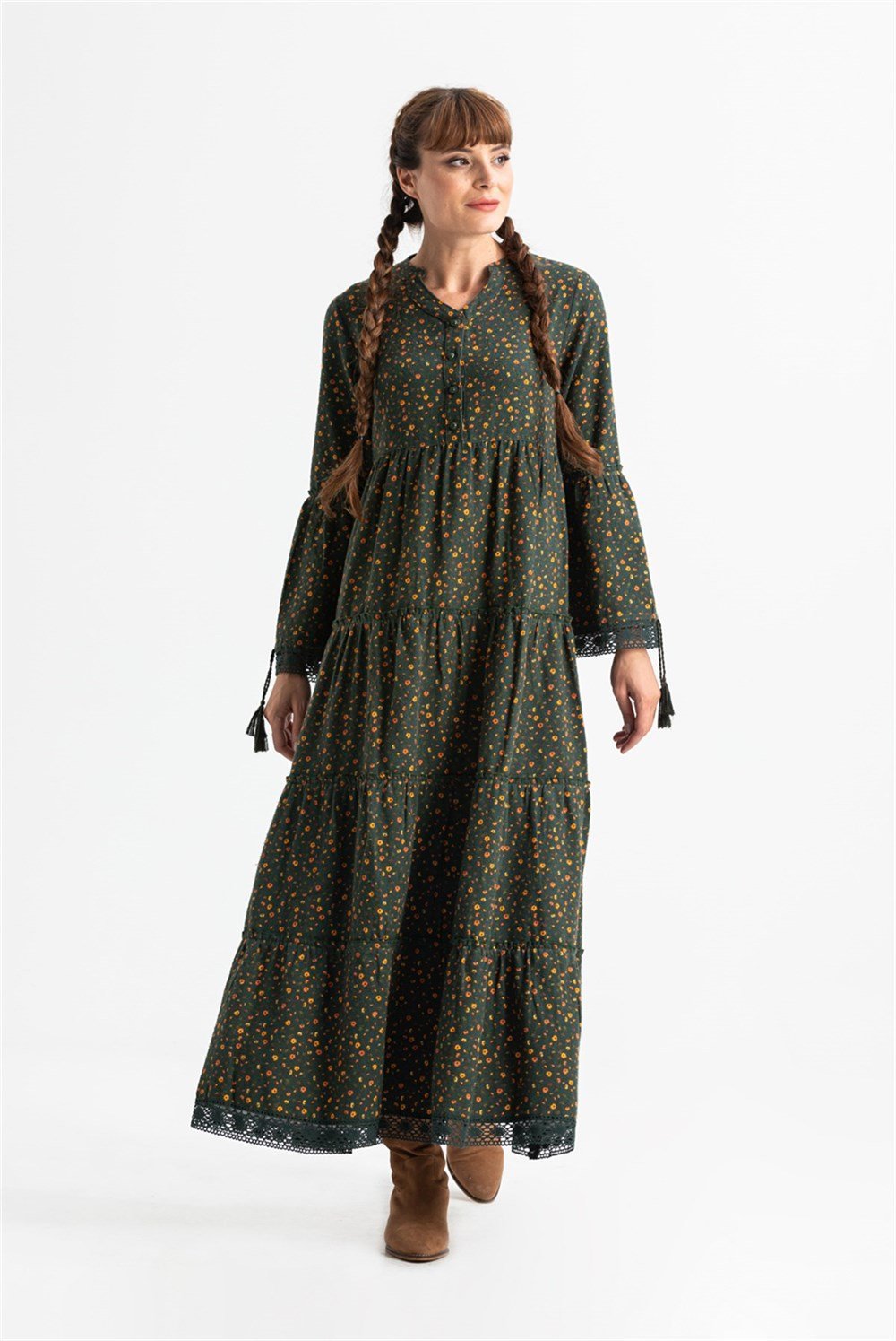 Floral Flannel 100% Cotton Long Dress