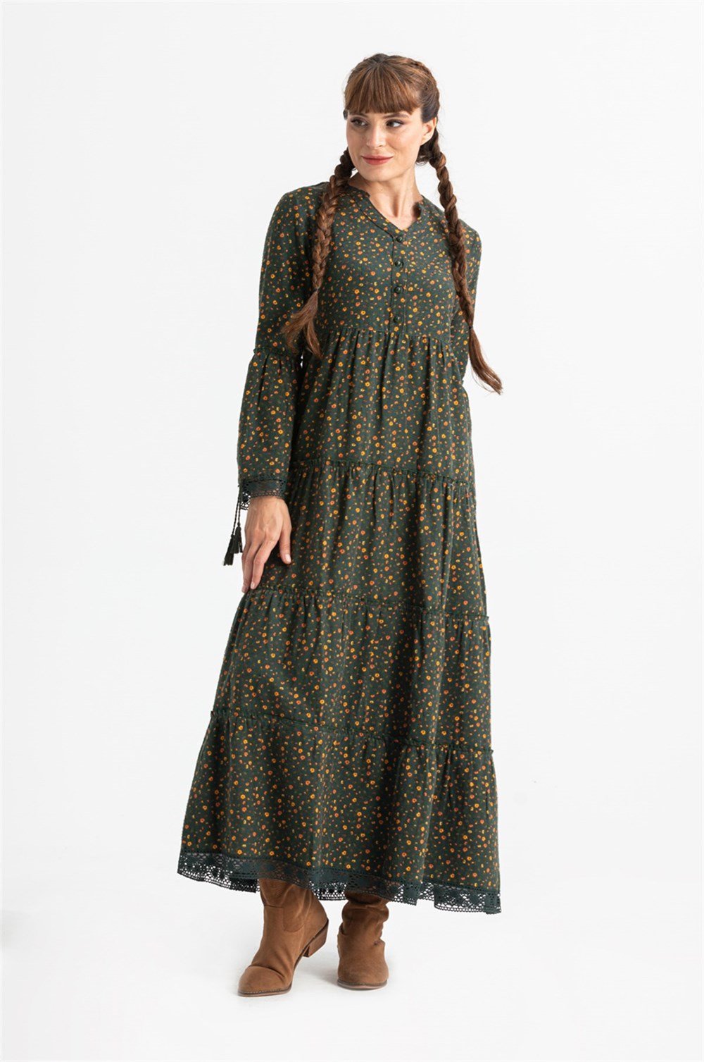 Floral Flannel 100% Cotton Long Dress