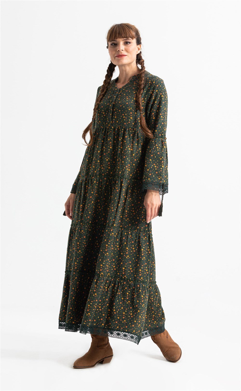 Floral Flannel 100% Cotton Long Dress