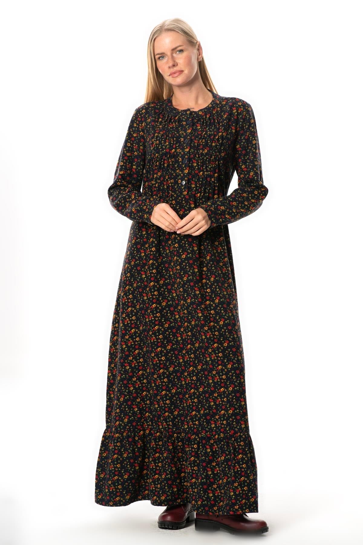 Straight Cut 100% Cotton Long Flannel Dress