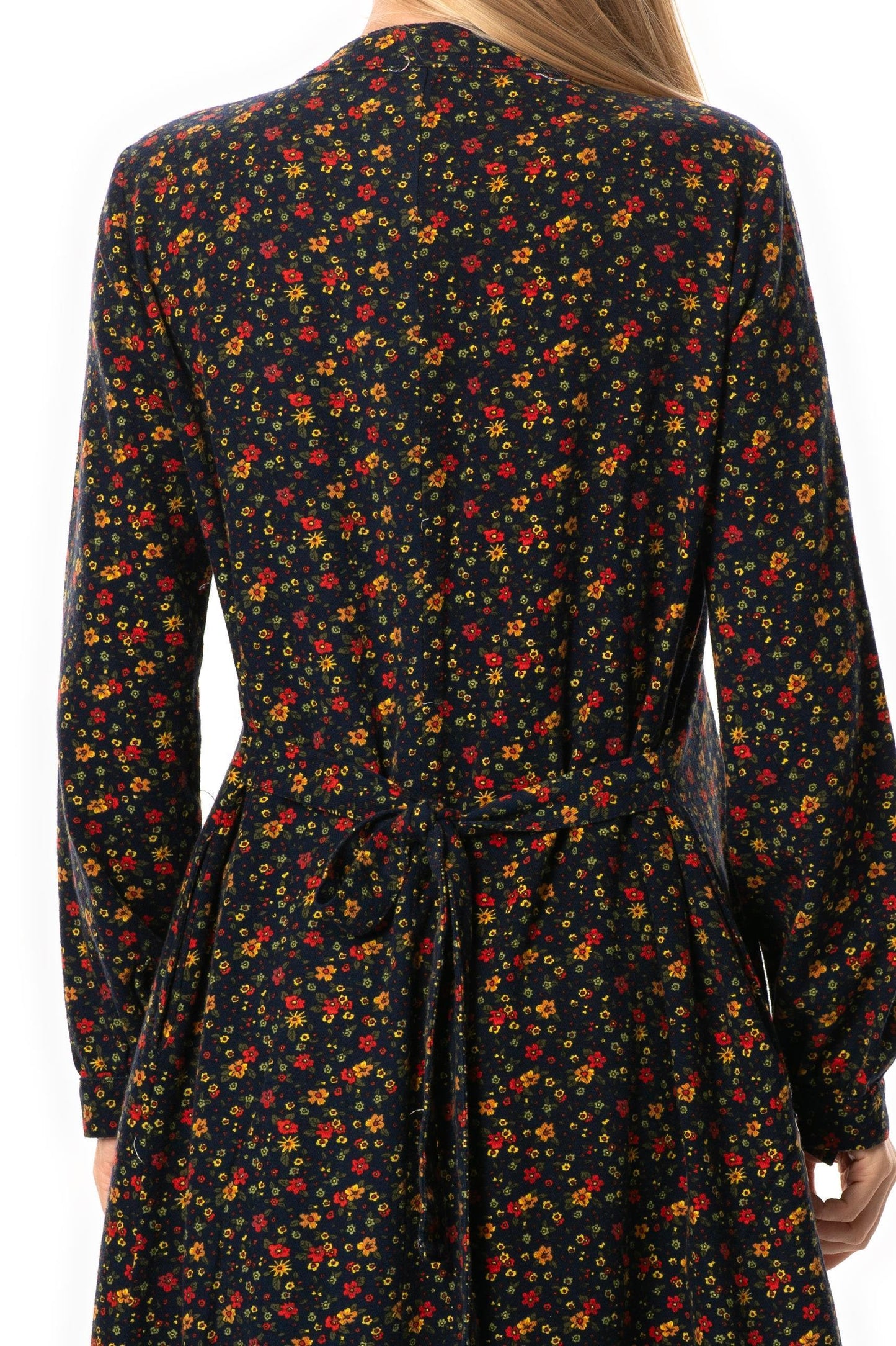 Straight Cut 100% Cotton Long Flannel Dress