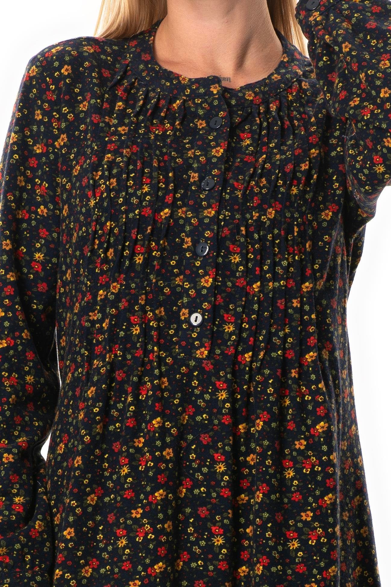 Straight Cut 100% Cotton Long Flannel Dress