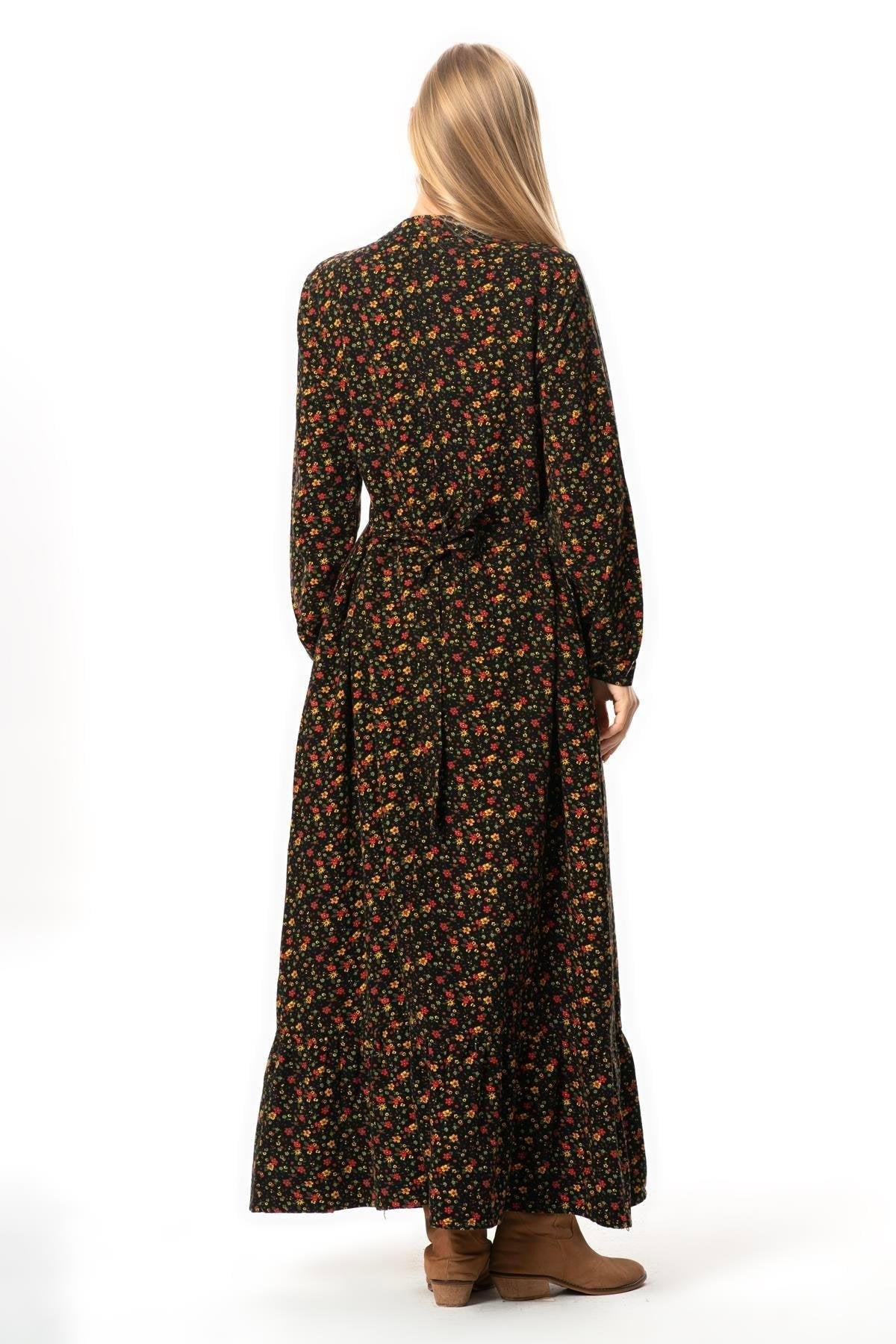 Straight Cut 100% Cotton Long Flannel Dress