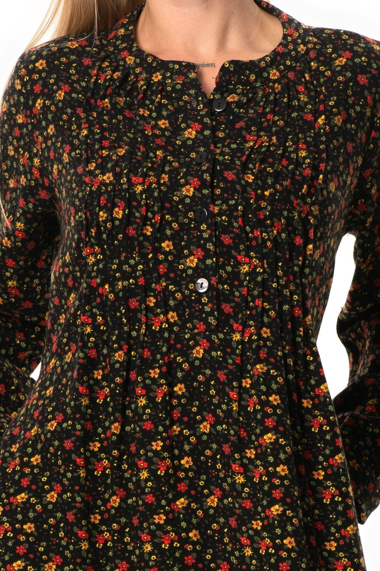 Straight Cut 100% Cotton Long Flannel Dress